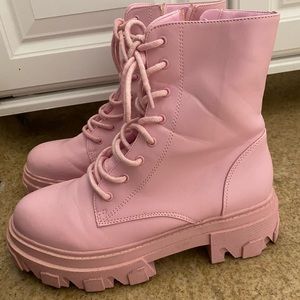 Pink platform boots